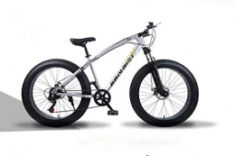 GASLIKE Bike GASLIKE Hardtail Mountain Bikes, Dual Disc Brake Fat Tire Cruiser Bike, High-Carbon Steel Frame, Adjustable Seat Bicycle, silver, 26 inch 24 speed