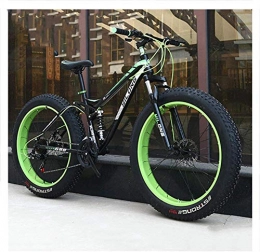 giyiohok Fat Tyre Bike giyiohok Dual-Suspension Mountain Bikes with Dual Disc Brake for Adults Men Women All Terrain Anti-Slip Fat Tire Mountain Bicycle High-carbon Steel Mountain-24 Inch 24 Speed_Black Green