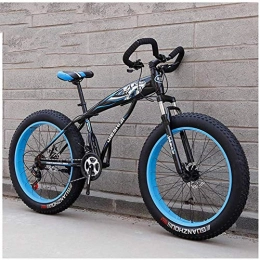 giyiohok Fat Tyre Bike giyiohok Hardtail Fat Tire Mountain Bike for Adults Men Women Mountain Trail Bike with Dual Disc Brake High-carbon Steel Front Suspension All Terrain Mountain-24 Inch 21 Speed_Black Blue