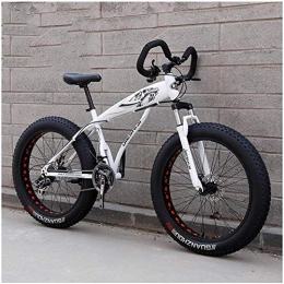 giyiohok Fat Tyre Bike giyiohok Hardtail Fat Tire Mountain Bike for Adults Men Women Mountain Trail Bike with Dual Disc Brake High-carbon Steel Front Suspension All Terrain Mountain-26 Inch 7 Speed_White