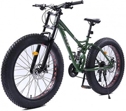 GQQ Bike GQQ 26 Inches Mountain Bikes, Variable Speed Bicycle Disc Brakes Fat Tire Mountain Bike Trail, Hardtail Bicycle, High-Carbon Steel Frame, Orange, 24 Speed, Green