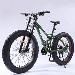 GQQ Bike GQQ Mountain Bike, Fat Tire Mountain Bikes Mens Womens High-Carbon Steel Frame Dual Disc Brake Unisex All Terrain Anti-Slip Bicycle 26 inch Wheels, 24 Speed