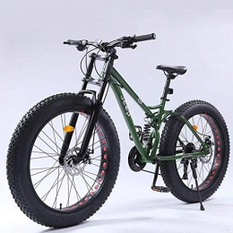 GQQ Bike GQQ Mountain Bike, Fat Tire Mountain Bikes Mens Womens High-Carbon Steel Frame Dual Disc Brake Unisex All Terrain Anti-Slip Bicycle 26 inch Wheels, 27 Speed