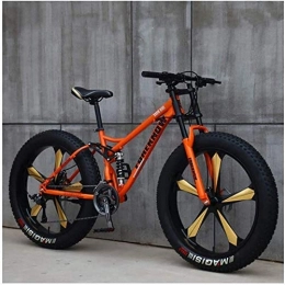 GQQ Bike GQQ Mountain Bike MTB, 26 inch Fat Tire Bike, Variable Speed Bicycle Frame Made of Carbon Steel, Bicycle for Men and Women 21-Speed, 24 Speed, Orange 5 Spoke, 24 Speed, Orange 5 Spoke