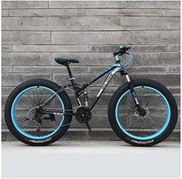GQQ Bike GQQ Mountain Bike, Variable Speed Bicycle Frame Made of Carbon Steel Hardtail Bikes, Bike with Disc Brakes, Fats Bicycle Tires, Blue, 26 inch 24 Speed, Blue