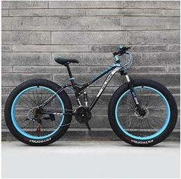 GQQ Bike GQQ Mountain Bike, Variable Speed Bicycle Frame Made of Carbon Steel Hardtail Bikes, Bike with Disc Brakes, Fats Bicycle Tires, Blue, 26 inch 24 Speed, Blue, 26 inch 24 Speed