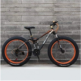 GQQ Bike GQQ Mountain Bike, Variable Speed Bicycle Frame Made of Carbon Steel Hardtail Bikes, Bike with Disc Brakes, Fats Bicycle Tires, Blue, 26 inch 24 Speed, Orange