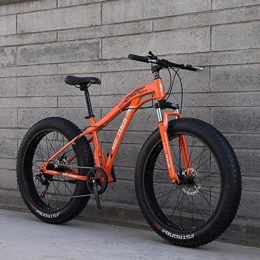 GQQ Bike GQQ Variable Speed Bicycle, 24Inch Mountain Bike Fat Tire Adults, Beach Snowbike, Double Disc Brakes Bikes, Mountain Men, Black, 24 Speed, Orange