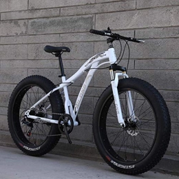 GQQ Bike GQQ Variable Speed Bicycle, 24Inch Mountain Bike Fat Tire Adults, Beach Snowbike, Double Disc Brakes Bikes, Mountain Men, Black, 24 Speed, White