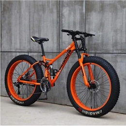 GQQ Bike GQQ Variable Speed Bicycle, Mens 26 inch Fat Tire Mountain Bike, Beach Snow Bikes, Dual Disc Brakes Bicycle, Alloy Wheels Lightweight Highcarbon, Blue, 24 Speed, Orange