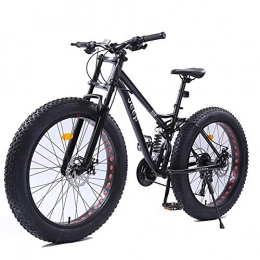 GWFVA Bike GWFVA 26 Inch Women Mountain Bikes, Dual Disc Brake Fat Tire Mountain Trail Bike, Hardtail Mountain Bike, Adjustable Seat Bicycle, High-carbon Steel Frame, Black, 27 Speed