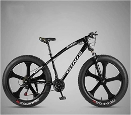 H-ei Fat Tyre Bike H-ei 26 Inch Mountain Bicycle, High-carbon Steel Frame Fat Tire Mountain Trail Bike, Men's Womens Hardtail Mountain Bike with Dual Disc Brake (Color : Black, Size : 24 Speed 5 Spoke)