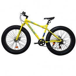 HJHJ Bike HJHJ Adult beach bike 26 inch double disc brake speed mountain bike 7 speed aluminum alloy frame cross country snow bike 4.0 inch big tire, Yellow