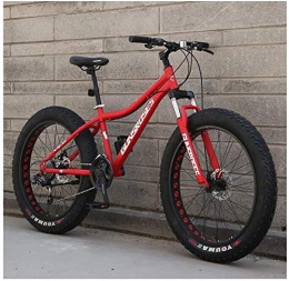 HongTeng Fat Tyre Bike HongTeng 26 Inch Mountain Bikes, High-carbon Steel Hardtail Mountain Bike, Fat Tire All Terrain Mountain Bike, Women Men's Anti-Slip Bikes (Color : Red, Size : 21 Speed)