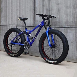 HongTeng Fat Tyre Bike HongTeng Mountain Bike, 26 Inch 7 / 21 / 24 / 27 Speed Bicycle, Men Women Student Variable Speed Bike, Fat Tire Mens Mountain Bike (Color : Blue, Size : 27 speed)