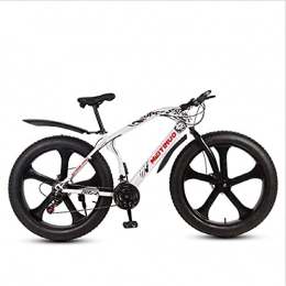 HUAQINEI Bike HUAQINEI Mountain Bikes, 26 inch snow beach bike disc brake super wide 4.0 tires off-road variable speed mountain bike five- wheel Alloy frame with Disc Brakes (Color : White, Size : 21 speed)