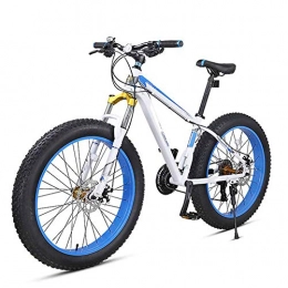 HWOEK Bike HWOEK Adults Mountain Bikes, Double Disc Brake 4.0 Fat Tires 26 Inch Beach Snow Bike Aluminum Alloy Frame 27 Speed Lockable Front Fork, Blue