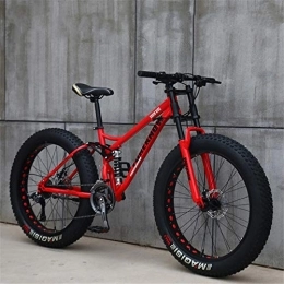 JSY Bike JSY Red Spoke wheel 26 inch off-road bicycles, fat tires high carbon steel suspension youth men and women mountain bikes, Adult Dual disc brake men and women mountain bikes (27-speed)