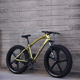 KKLTDI Fat Tyre Bike KKLTDI 26 Inch Fat Tire Bicycle, Men Women Students Variable Speed Bike, Men's High-carbon Steel Frame Hardtail Mountain Bikes Gold 5 Spoke 26", 24-speed