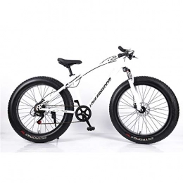 KKLTDI Fat Tyre Bike KKLTDI 26 Inch Mountain Bikes Bicycle, Double Disc Brake Fat Tire Mountain Bicycle, Mountain Bike For Teens Adults Men Women White 26", 7-speed