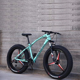 KKLTDI Fat Tyre Bike KKLTDI Dual Disc Brake Bicycle With Front Suspension Adjustable Seat, Adult Boys Girls Fat Tire Trail Mountain Bike, 26 Inch Mountain Bikes Green 3 Spoke 26", 24-speed