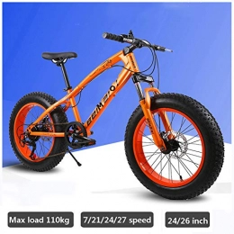 LDLL Fat Tyre Bike LDLL 26 Inch Mountain Bikes, 24 Inch Adult Boys Girls Fat Tire Mountain Trail Bike, Dual Disc Brake Bicycle, High-carbon Steel Frame, Anti-Slip Bikes, 7 / 21 / 24 / 27 Speed