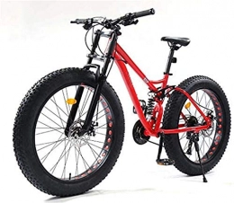 Leifeng Tower Bike Lightweight 26 Inch Mountain Bikes, Fat Tire MBT Bike Bicycle Soft Tail, Full Suspension Mountain Bike, High-Carbon Steel Frame, Dual Disc Brake Inventory clearance ( Color : Red , Size : 21 speed )