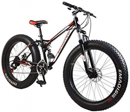 Leifeng Tower Bike Lightweight Mountain Bike, 21Speed Fat Tire Hardtail Mountain Bicycle, Dual Suspension Frame And High Carbon Steel Frame, Double Disc Brake, 26 Inch Wheels Inventory clearance ( Color : Black red )