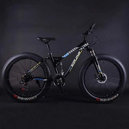 LJ Fat Tyre Bike LJ Bicycle, Adult Fat Tire Mountain Bike, Beach Snow Bike, Double Disc Brake Cruiser Bikes, Professional Grade Mountain Bicycle 24 inch Wheels, C, 30 Speed, D, 30 Speed