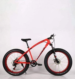 LJ Fat Tyre Bike LJ Bicycle, Adult Fat Tire Mountain Bike, Double Disc Brake Beach Snow Bicycle, High-Carbon Steel Frame Cruiser Bikes, 26 inch Wheels, Purple, 27 Speed, Red, 27 Speed