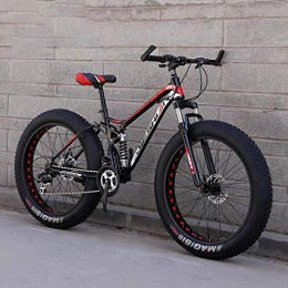 LJ Fat Tyre Bike LJ Bicycle, Adult Fat Tire Mountain Bike, Off-Road Snow Bike, Double Disc Brake Cruiser Bikes, Beach Bicycle 24 inch Wheels, C, 24 Speed, C, 7 Speed