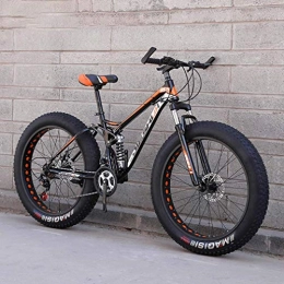 LJ Fat Tyre Bike LJ Bicycle, Adult Fat Tire Mountain Bike, Off-Road Snow Bike, Double Disc Brake Cruiser Bikes, Beach Bicycle 26 inch Wheels, E, 7 Speed, B, 24 Speed