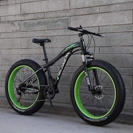 LJ Fat Tyre Bike LJ Bicycle, Fat Tire Mountain Bike Mens, 26 inch Adult Snow Bike, Double Disc Brake Cruiser Bikes, Beach Bicycle, 4.0 Wide Wheels, Green, 7 Speed, Black, 24 Speed