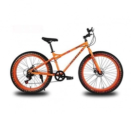 LUO Fat Tyre Bike LUO Bicycle, 26 inch Mountain Bike for Adults, Dual Disc Brake Fat Tire Mountain Trail Bicycle, Hardtail Mountain Bike, High-Carbon Steel Frame, White, 27 Speed, Orange, 27 Speed