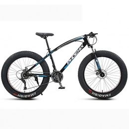 LZHi1 Bike LZHi1 26 Inch Fat Tire Mountain Bike With Suspension Fork, 24 Speed Adult Mountain Bicycle With Dual Disc Brakes, Outdoor Sports Snow Mountain Bicycle For Adult Men Women(Color:Black blue)