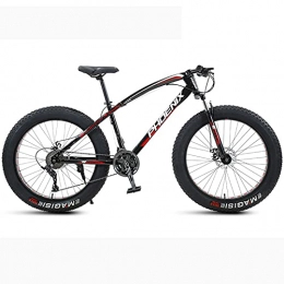 LZHi1 Bike LZHi1 26 Inch Fat Tire Mountain Bike With Suspension Fork, 24 Speed Adult Mountain Bicycle With Dual Disc Brakes, Outdoor Sports Snow Mountain Bicycle For Adult Men Women(Color:Black red)