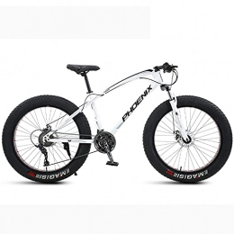 LZHi1 Bike LZHi1 26 Inch Fat Tire Mountain Bike With Suspension Fork, 24 Speed Adult Mountain Bike Anti-Slip Bike With Dual Disc Brakes, Outdoor Sports Snow Mountain Bicycle For Men And Women(Color:White black)