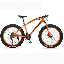 LZHi1 Bike LZHi1 26 Inch Fat Tire Mountain Bikes For Women And Men, 24 Speed High Carbon Steel Adult Mountain Bike With Dual Disc Brakes, Outdoor Sports Snow Mountain Bicycle(Color:Black orange)