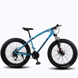 SAFT Fat Tyre Bike Men's bicycle mountain bikes, 24 / 26 inch fat tire wheel hardtail mountain bike, high strength steel frame mountain bike double disc brake bicycle for adults (Color : Blue, Size : 26inches 24 speed)