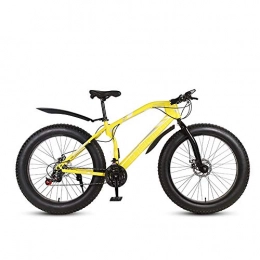 MHUI Fat Tyre Bike MHUI Mountain Bikes, 26 Inch Fat Tire Hardtail Mountain Bike, Double Disc Brake Cruiser Bicycle, Lightweight High-Carbon Steel Frame, Yellow, 26 inch 24 speed