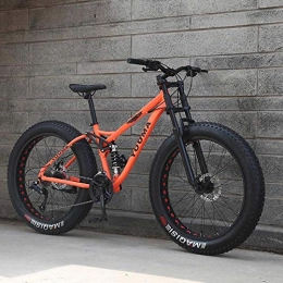 MIAOYO Fat Tyre Bike MIAOYO Mountain Bikes, 26 Inch Fat Tire Hardtail Mountain Bike, Dual Suspension Frame and Suspension Fork, Lightweight High-Carbon Steel Frame, Aluminum Alloy Wheels, Orange, 24speed