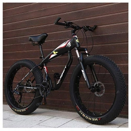 MJY Bike MJY 26 inch Mountain Bikes, Fat Tire Hardtail Mountain Bike, Aluminum Frame Alpine Bicycle, Mens Womens Bicycle with Front Suspension, Black, 27 Speed 3 Spoke