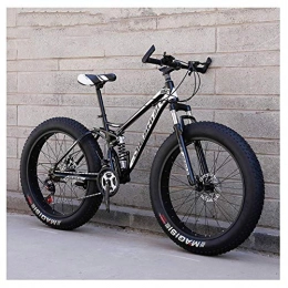 MJY Bike MJY Adult Mountain Bikes, Fat Tire Dual Disc Brake Hardtail Mountain Bike, Big Wheels Bicycle, High-Carbon Steel Frame, Black, 24 Inch 24 Speed
