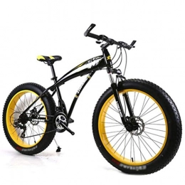 YOUSR Fat Tyre Bike Mountain Bike, Aluminum Alloy 24 Inch Wheels Road Bicycle Cycling Travel Unisex 26 Inches Mountain Bike 21 Speed Mountain Bicycle for Men and Women Black Yellow 24 Speed