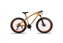 DYM Fat Tyre Bike Mountain Bike Unisex Hardtail Mountain Bike 7 / 21 / 24 / 27 Speeds 26 inch Fat Tire Road Bicycle Snow Bike / Beach Bike with Disc Brakes and Suspension Fork, Orange, 24 Speed