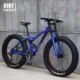 N / A Bike N A Mountain Bikes 24 / 26 Inch Fat Tire Mountain Bike, 21 Speed Bicycle, 4.0Fat Tire Mountain Trail Bike Full Suspension Mountain Bike, Blue, 26IN