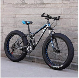 NANA318 Fat Tyre Bike NANA318 Outdoor Sports Commuter City Road Bike Mountain Adult Mountain Bikes Fat Tire Double Disc Brake Hardtail Mountain Big Wheels Bicycle High-Carbon Steel Frame New Blue 26 Inch 27 Speed Blu