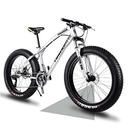 NENGGE Bike NENGGE 24 Inch Mountain Trail Bike with Fat Tire, Adults Men Women Hardtail Mountain Bikes with Front Suspension Mechanical Disc Brakes, Anti-Slip Carbon Steel Mountain Bicycle, Silver, 24 Speed