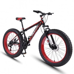 NENGGE Fat Tyre Bike NENGGE 24 Speed Mountain Bikes, 27.5 Inch Fat Tire Mountain Trail Bike, High-carbon Steel Frame, Men's Womens All Terrain Mountain Bike with Dual Disc Brake, Red