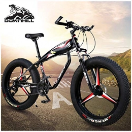 NENGGE Fat Tyre Bike NENGGE 26 Inch Hardtail Mountain Bikes for Men / Women, Adult Fat Tire Mountain Off-Road Bicycle with Front Suspension & Dual Disc Brake Adjustable Seat All Terrain Mountain Bike, 3 Spoke Black, 27 Speed